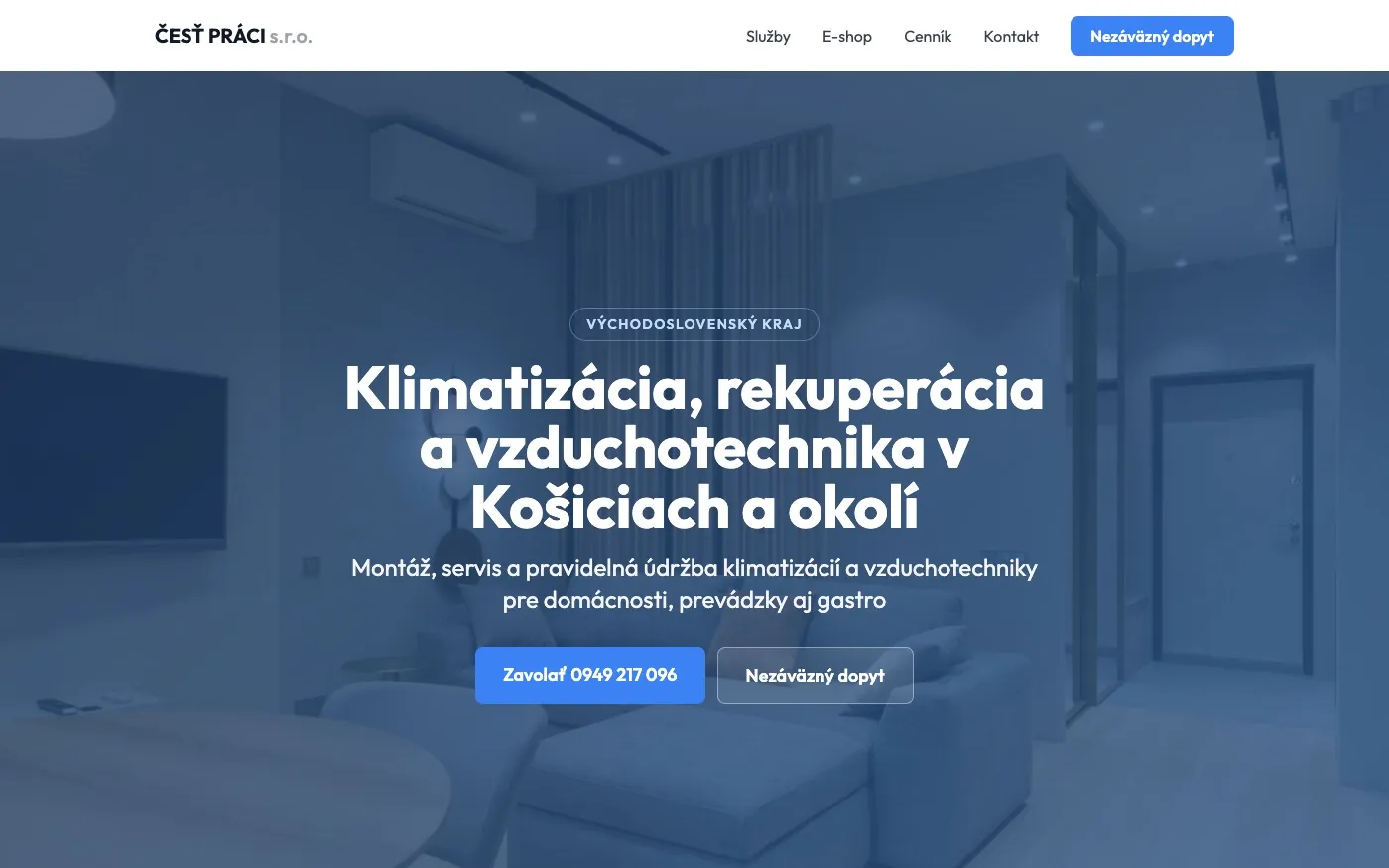 Web cestpraci.sk, úvodná stránka