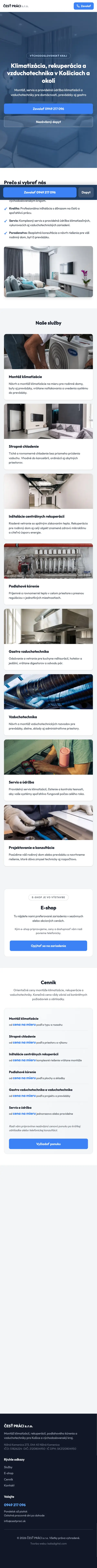 Web cestpraci.sk, úvodná stránka (mobil)