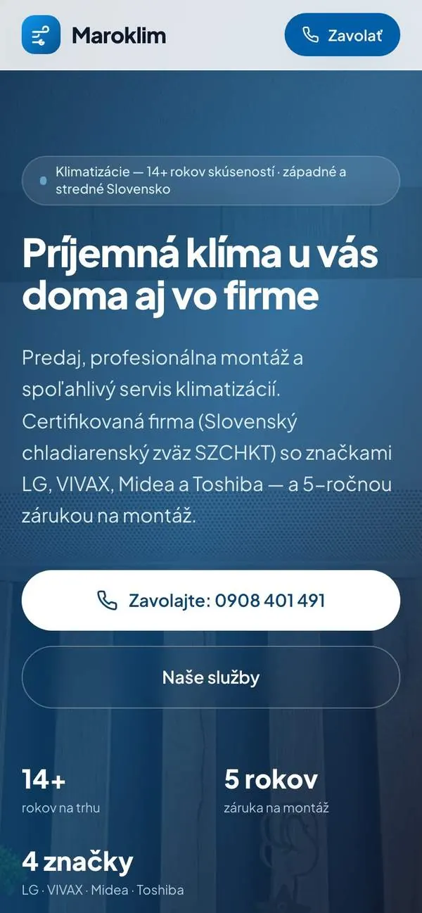 Web maroklim.sk, mobil