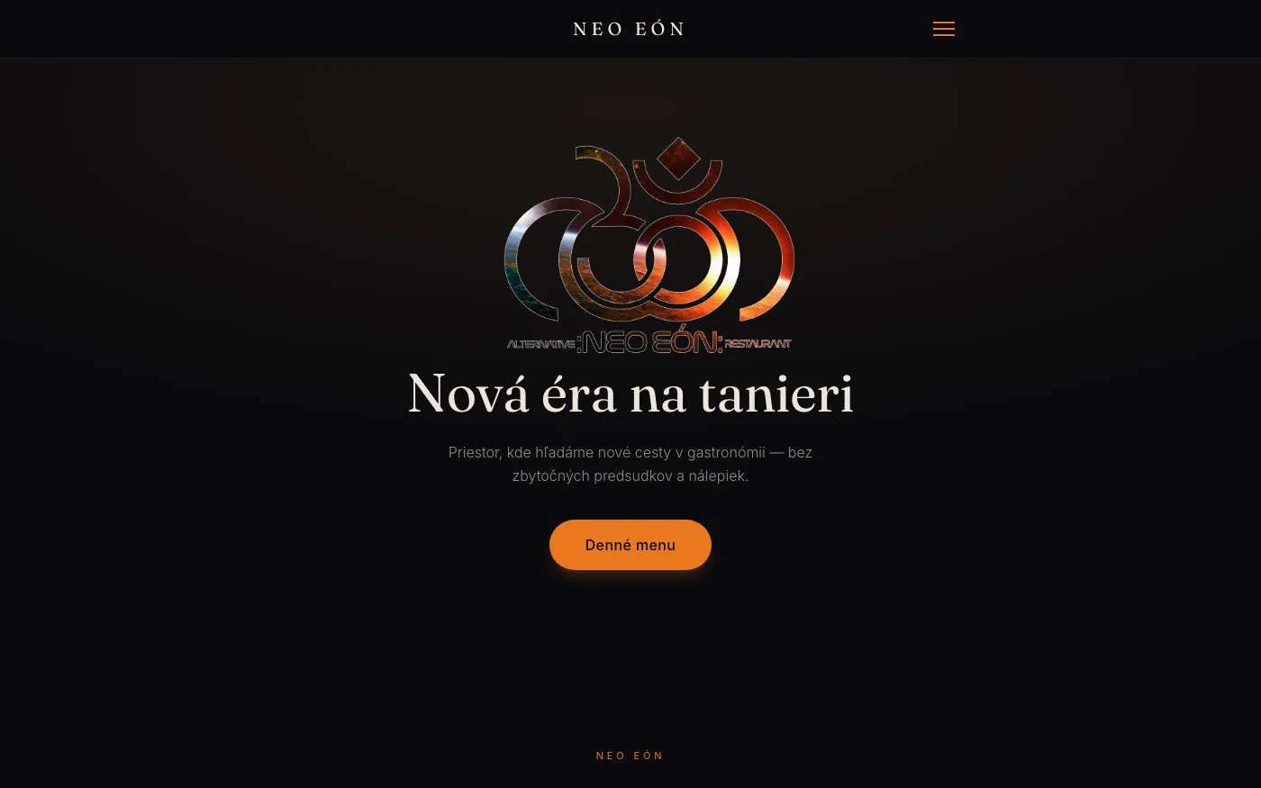 Web neoeon.sk, úvodná stránka